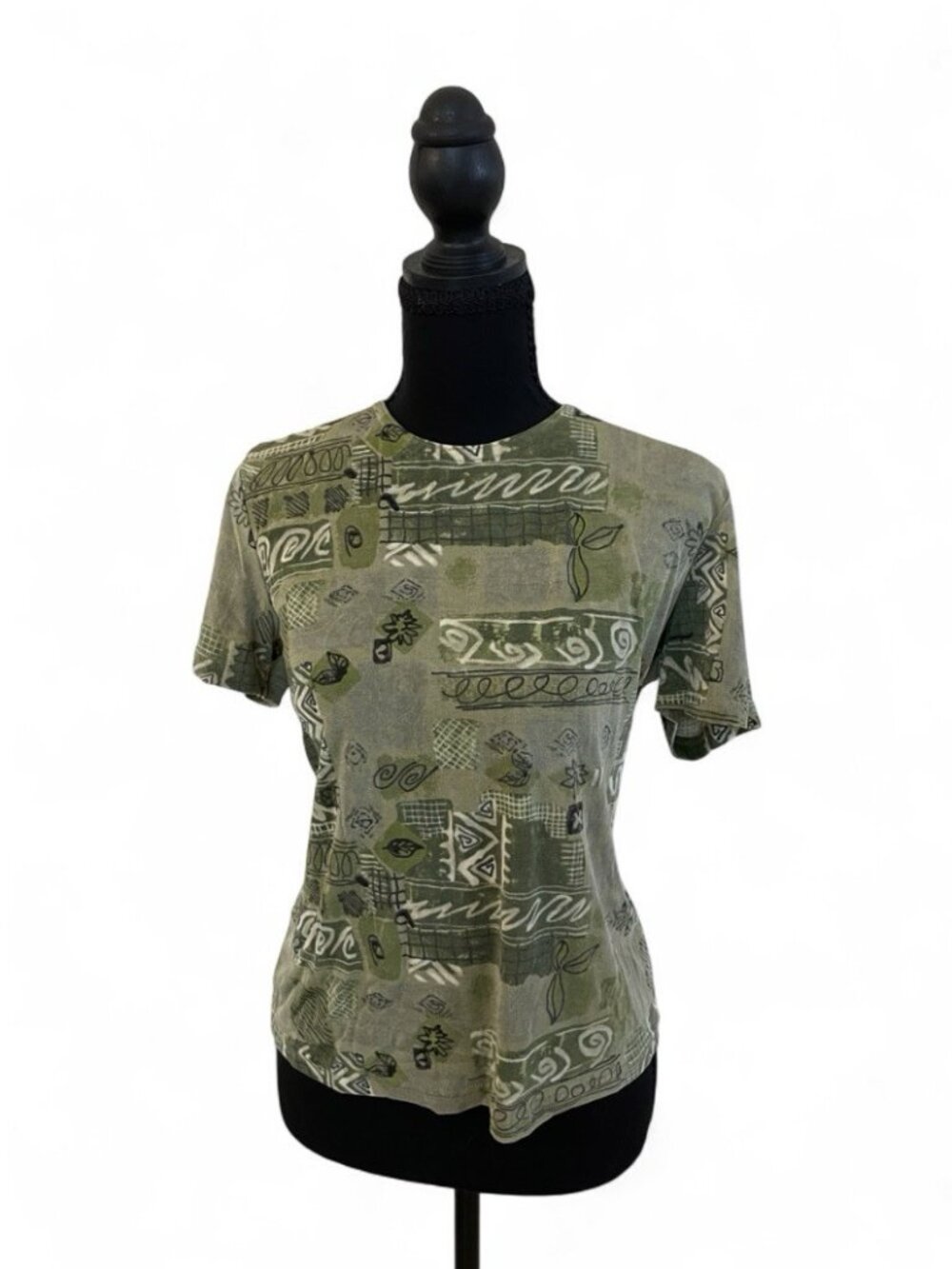 Vintage 90s Green Slinky Top Fairy Grunge Unique VTG Crew Neck Short Sleeve, L